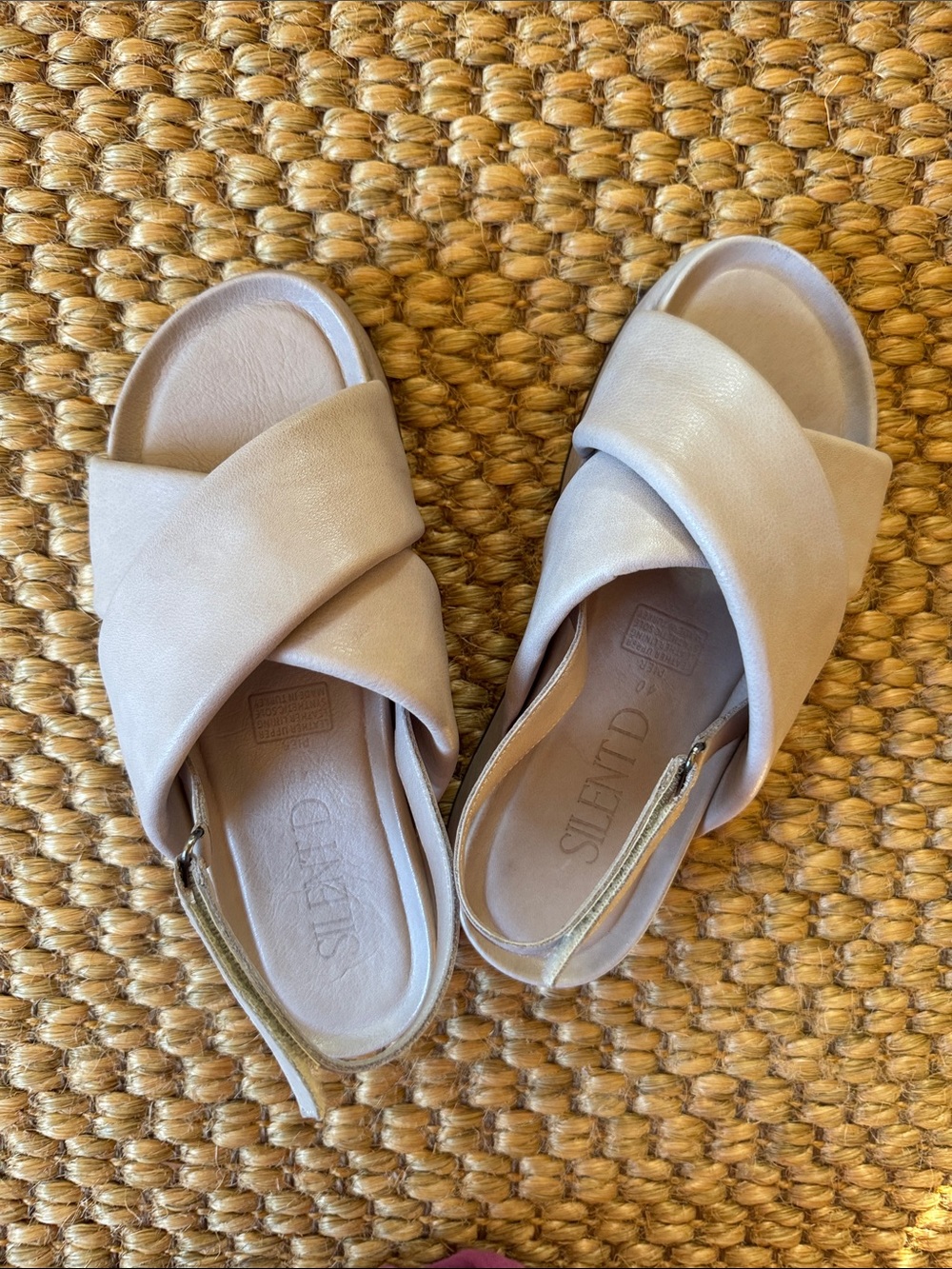 SilentD Nude Crisscross Slingback Sandals